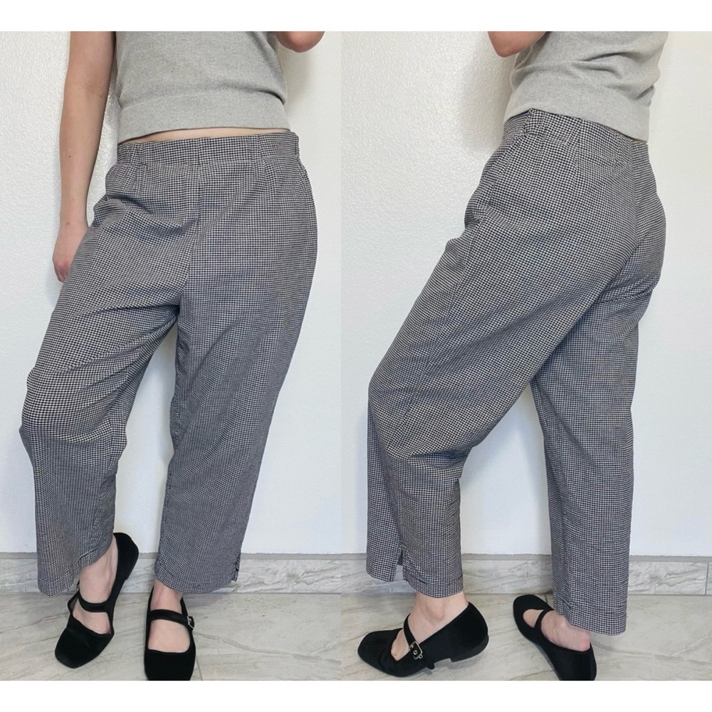 🌱5/$25🌱 J. G. Hook | Vtg 90s Mended Black & White Gingham Capri Pants Loose Fit